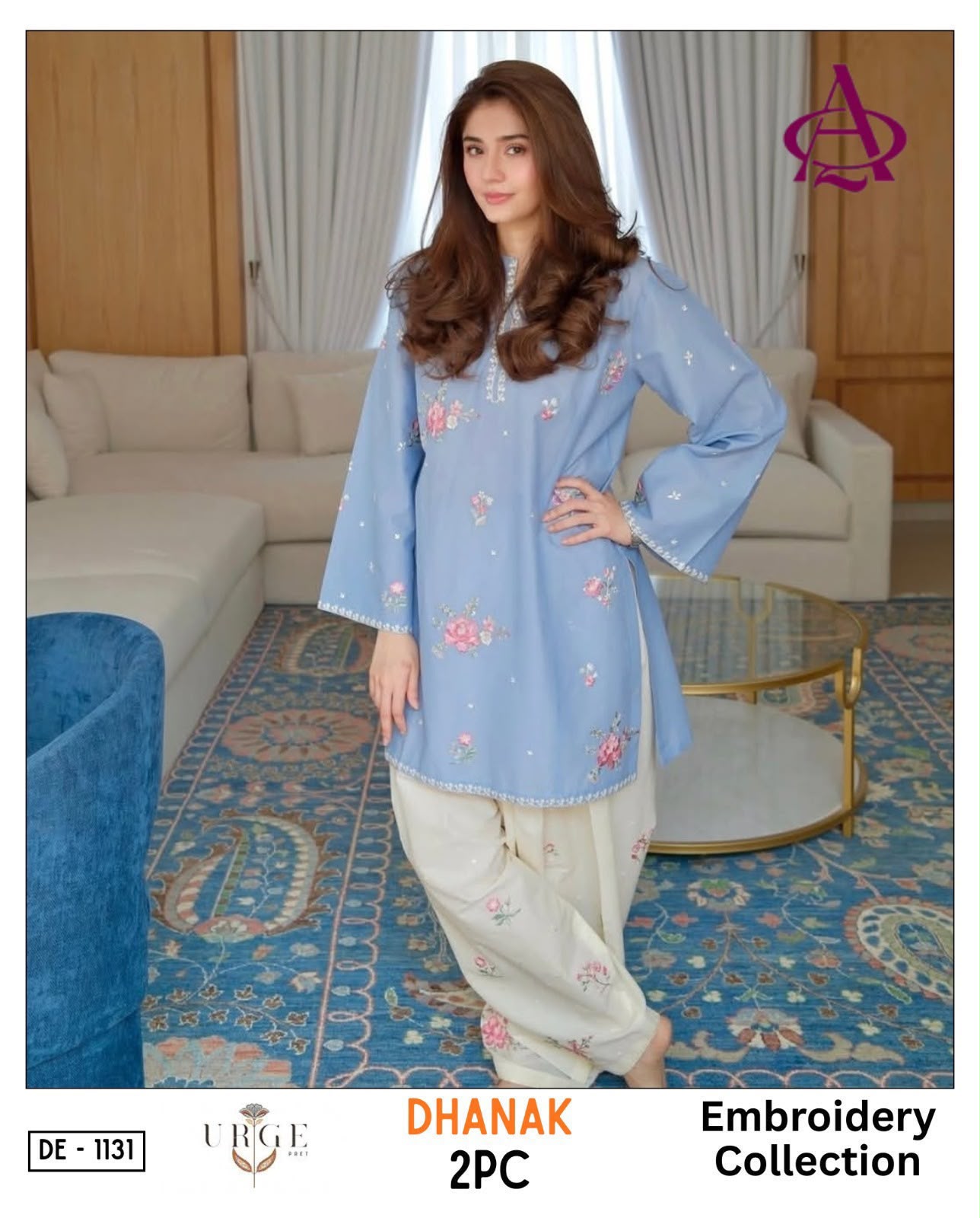 Dhanak embroidered luxury unstitched 2pc suit